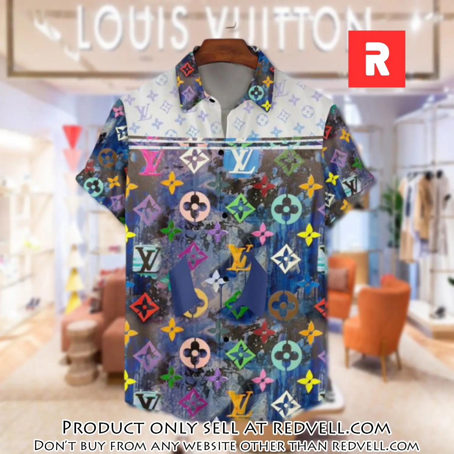 Lv louis vuitton luxury hawaiian shirt & short set lhs1198 rv4132466